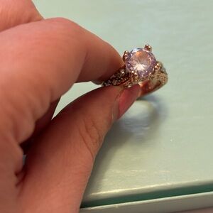 Rose Gold Ring with Pink Center Stone: